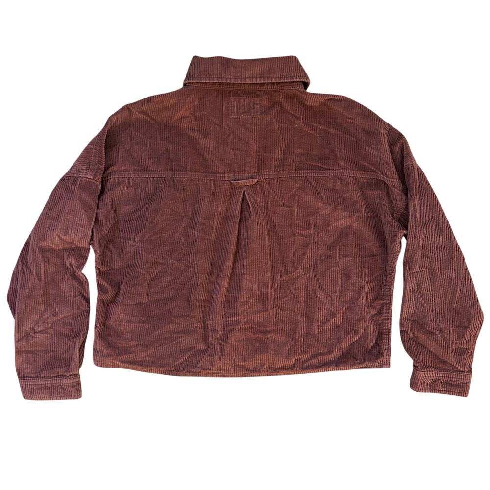 AE Chocolate Brown Corduroy Cropped Boho Jacket SM Cozy Fall Grunge Long Sleeve - Picture 6 of 8